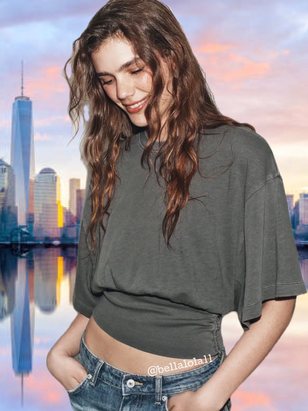 NEW ZARA CHARCOAL GRAY TOP